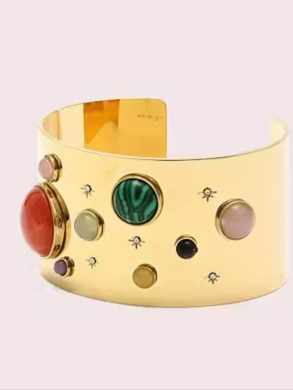 kate spade Gold Multistone Cuff Bracelet with Green, Coral and Pink Accents
